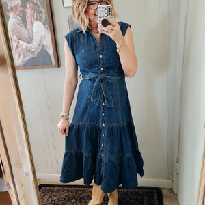 denim dress with belt loops TUBE BELT LOOP DENIM DRESS