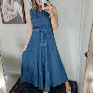 The Charlene Maxi Denim Dress U Bar and Company The Charlene Maxi Denim Dress U Bar and Company