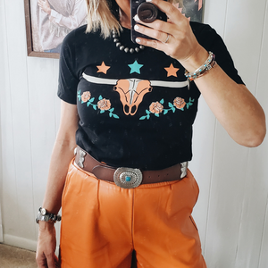 Lalasista Longhorn and Roses Tee